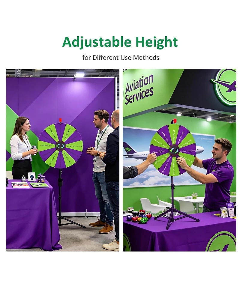 WinSpin 24" Display Prize Wheel and Diy Floor Stand 12 Slot Modular Custom Spinning Wheel Pop Up Trade Show