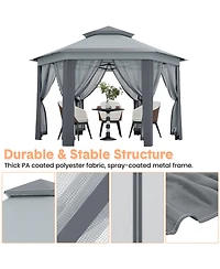 gaomon Hexagonal Pop-Up Gazebo with Mesh Walls, Adjustable Height and Carry Bag for Backyard, Garden and Patio