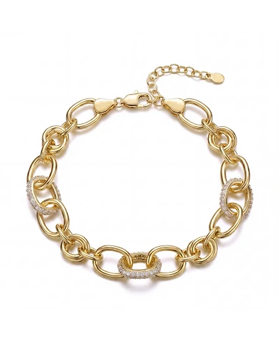 Rachel Glauber 14k Gold Plated with Cubic Zirconia Tubular Cable Link Love Knot Bracelet