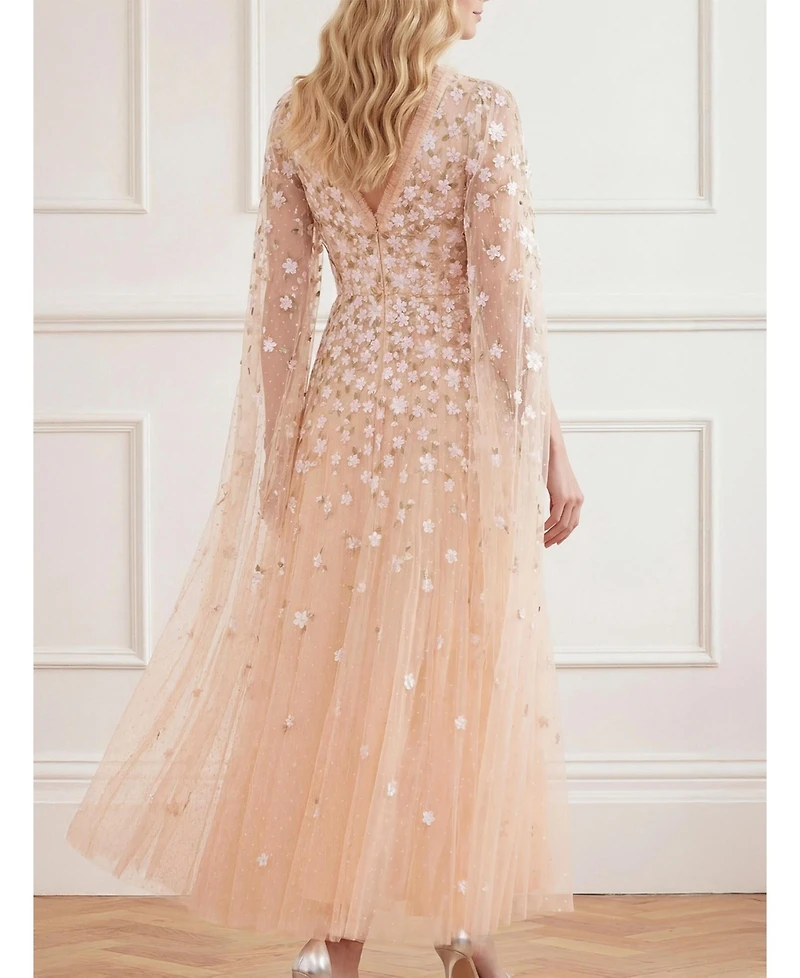 Needle & Thread Women's Camellia Ditsy Cape Sleeve Ankle Gown