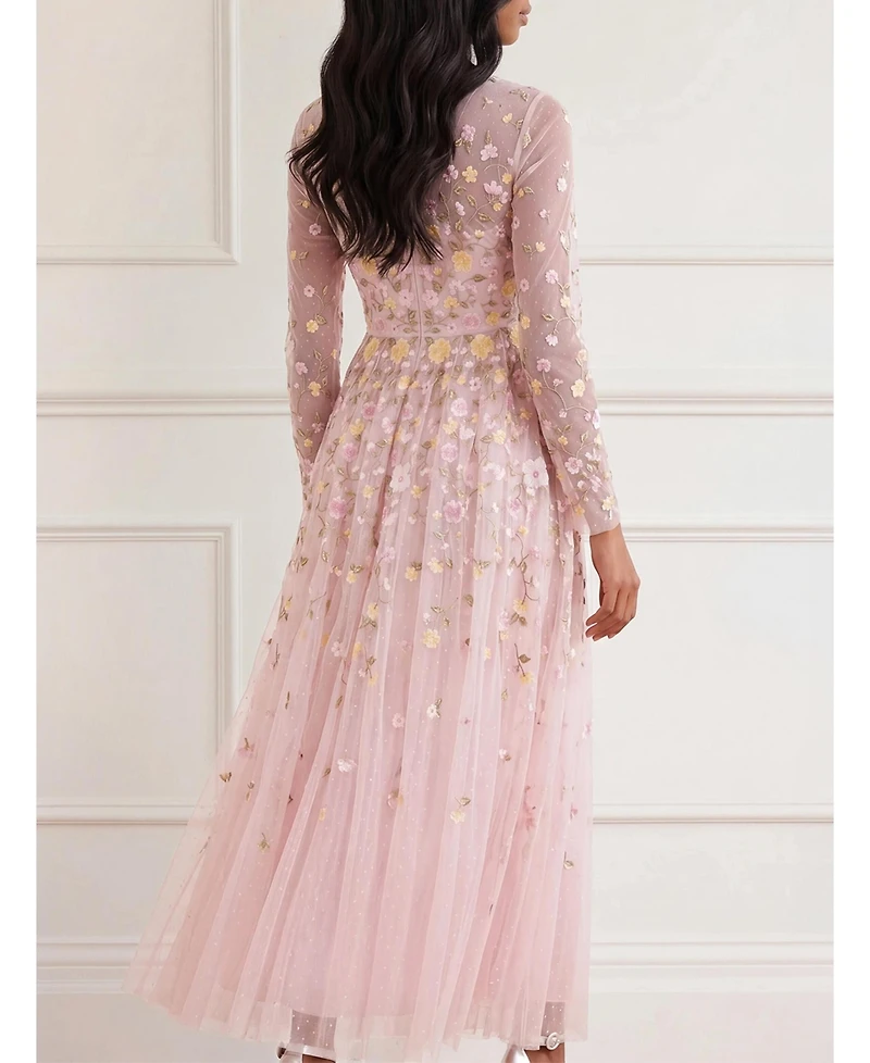 Needle & Thread Women's Trailing Roses Long Sleeve Maxi Gown