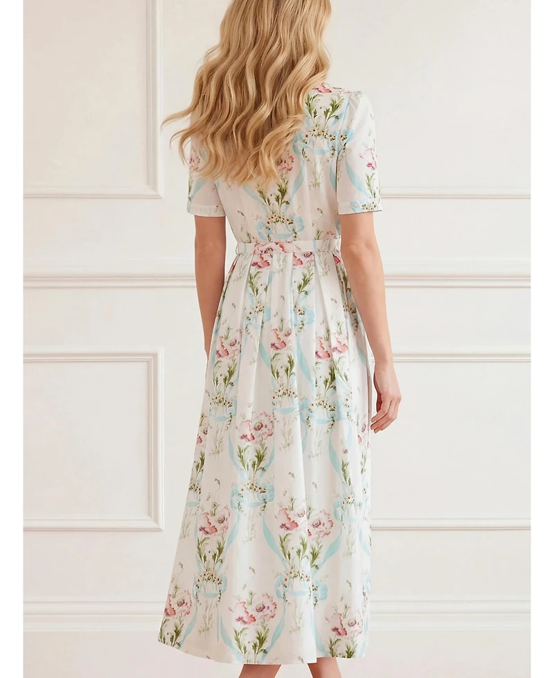 Needle & Thread Women's Floral Ribbon Cotton Short Sleeve Dress