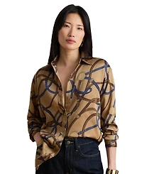 Lauren Ralph Women's Belting Print Collared Shirt