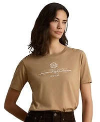 Lauren Ralph Women's Embroidered-Crest Crewneck Jersey Top