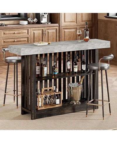 gaomon 63" Bar Table for 4-6 People, Counter Height Pub Table with 2-Tier Storage Shelves for Dining Room & Kitchen