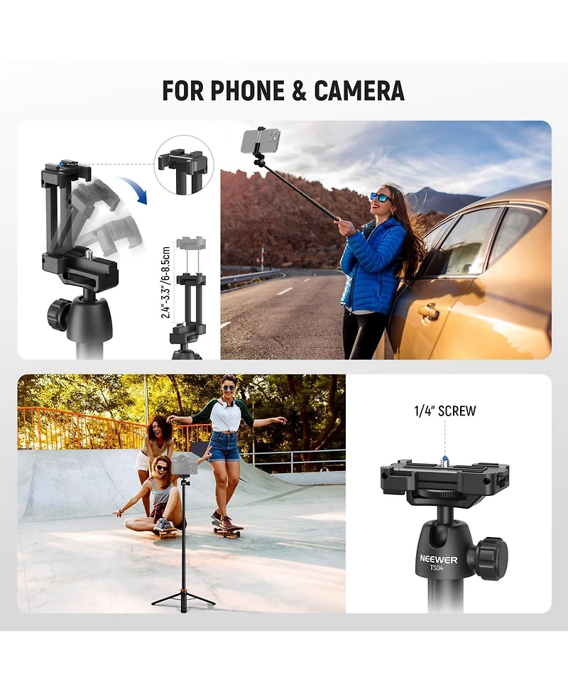 Neewer TS04 Remote Control Selfie Stick Tripod Compatible with Select iPhone Models