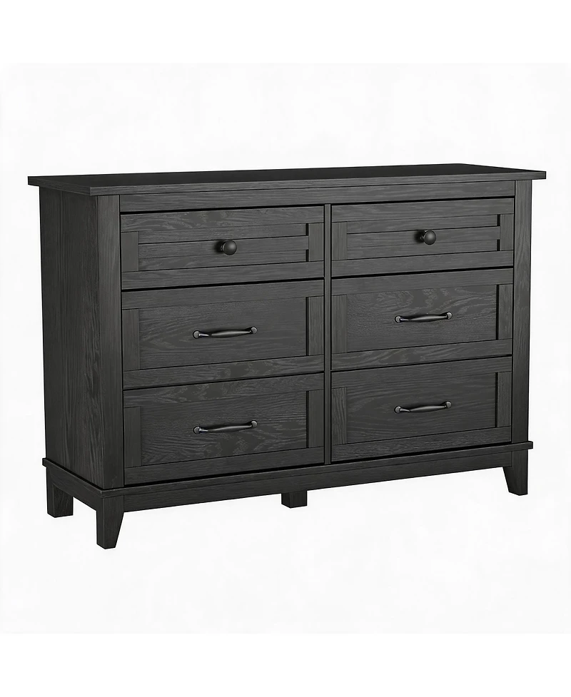 homfan 6-Drawer Wooden Dresser Chest for Bedroom, Closet, Nursery, Living Room, Dining Room, Entryway, Tv Stand