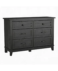 homfan 6-Drawer Wooden Dresser Chest for Bedroom, Closet, Nursery, Living Room, Dining Room, Entryway, Tv Stand