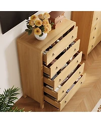 homfan 5-Drawer Storage Dresser Round Corner Vertical Cabinet for Bedroom or Entryway