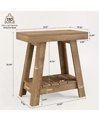 Tribesigns 2-Tier Wooden End Table Set of 2, Farmhouse Style, Rustic Grey, Small Sofa Side Table with Storage, Slim Nightstand