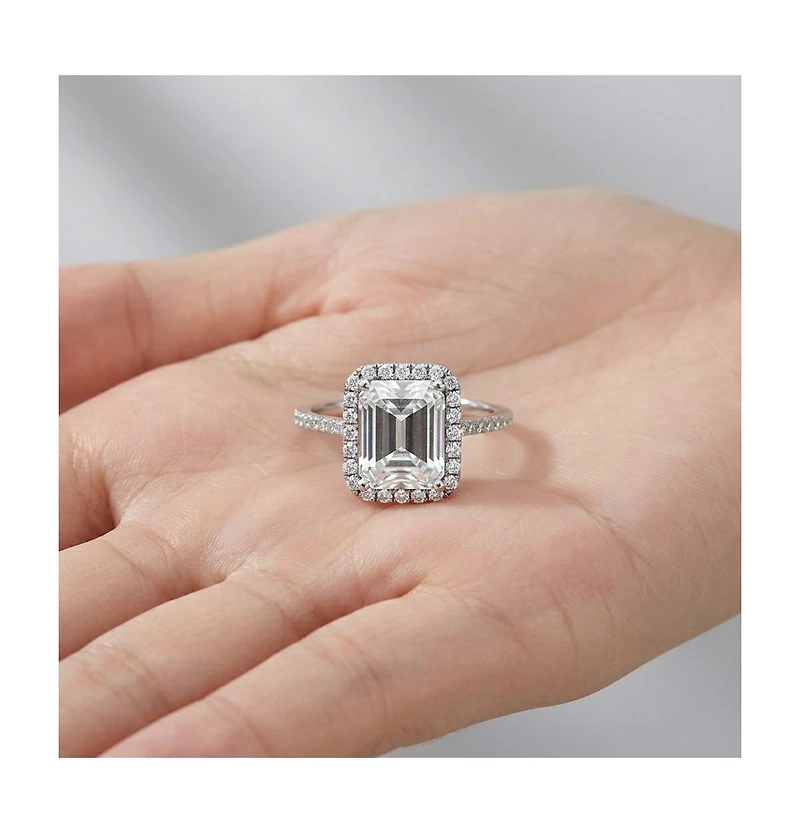 Sterling Silver Asscher-cut Cubic Zirconia Ring
