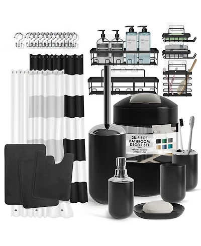 Clara Clark Piece Complete Bathroom Set with Bath rugs and Shower Caddy