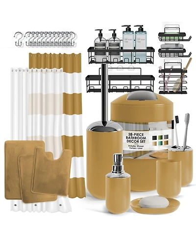 Clara Clark Piece Complete Bathroom Set with Bath rugs and Shower Caddy