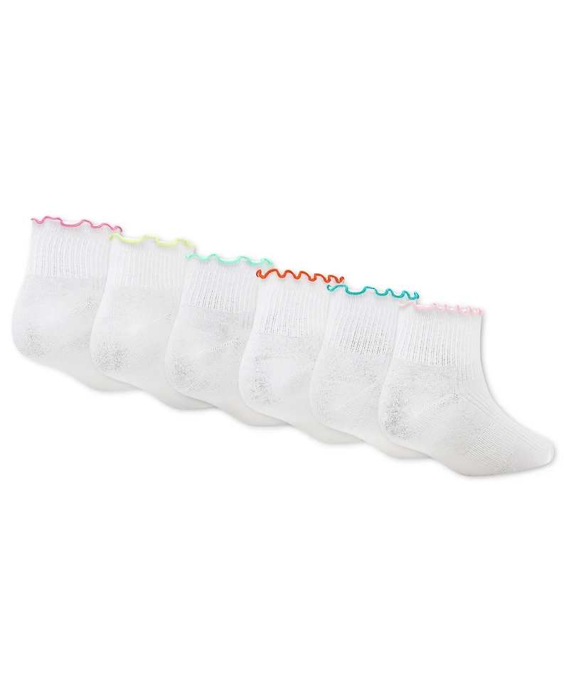 Jordan Girls' 9-11 Lettuce Edge Ankle Socks, 6-Pack