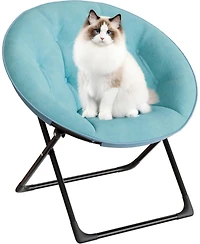 gaomon Comfy Saucer Chairs, Folding Reading Lounge Chair, Cozy Faux Fur Living Room Chair with Soft Thick Padded Seat and Metal Frame
