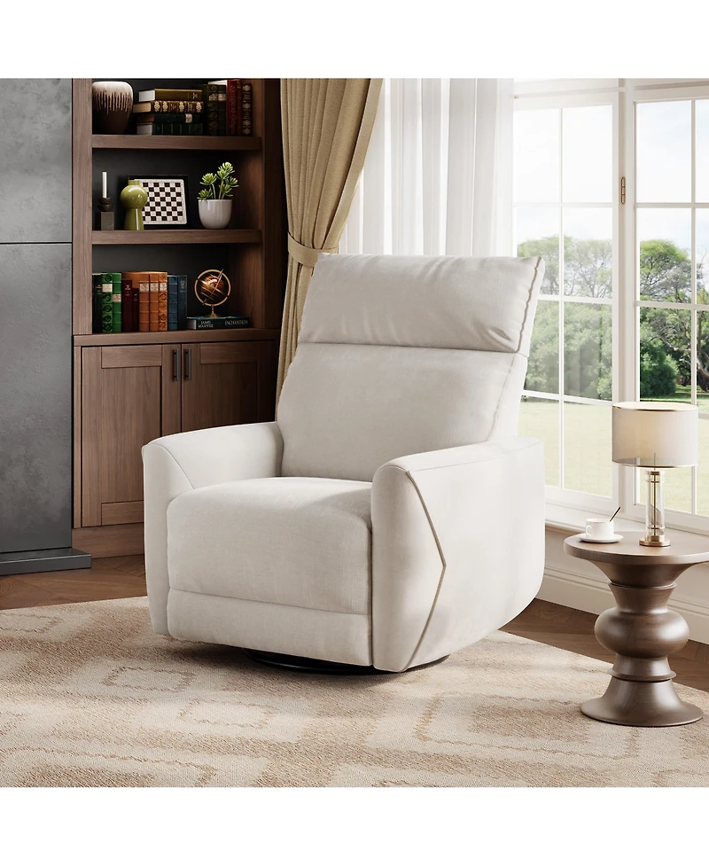 homfan Power Recliner Chair, Pu Leather Swivel Rocker with Usb Ports, Nursery Glider Reclining Sofa Ergonomic Lounge for Living Room