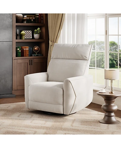 homfan Power Recliner Chair, Pu Leather Swivel Rocker with Usb Ports, Nursery Glider Reclining Sofa Ergonomic Lounge for Living Room