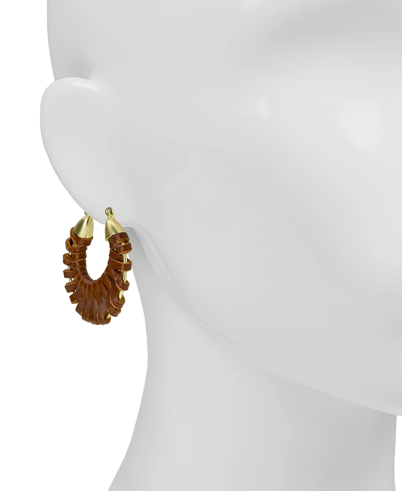 Patricia Nash Wrapped Leather Collection Woven Hoop Earrings