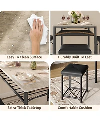 gaomon Dining Table Set for 4 with Upholstered Benches and 2 Stools, Small Kitchen Table Chairs Set of 4 for Apartment, Studio