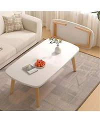 gaomon Foldable Coffee Table for Small Spaces, Low Floor Study Table, Wood Folding Table for Living Room, Bedroom, Dorm