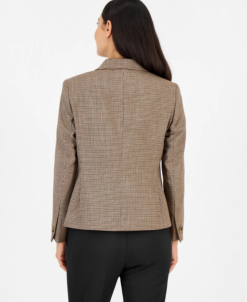 Anne Klein Women's Petite Plaid Notched-Collar Blazer