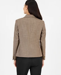 Anne Klein Women's Petite Plaid Notched-Collar Blazer