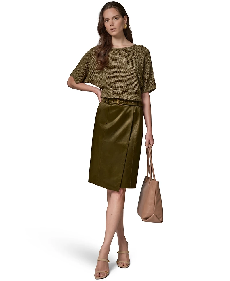 Donna Karan New York Women's Glazed Cotton Belted Skirt