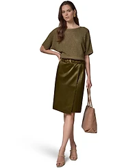 Donna Karan New York Women's Glazed Cotton Belted Skirt
