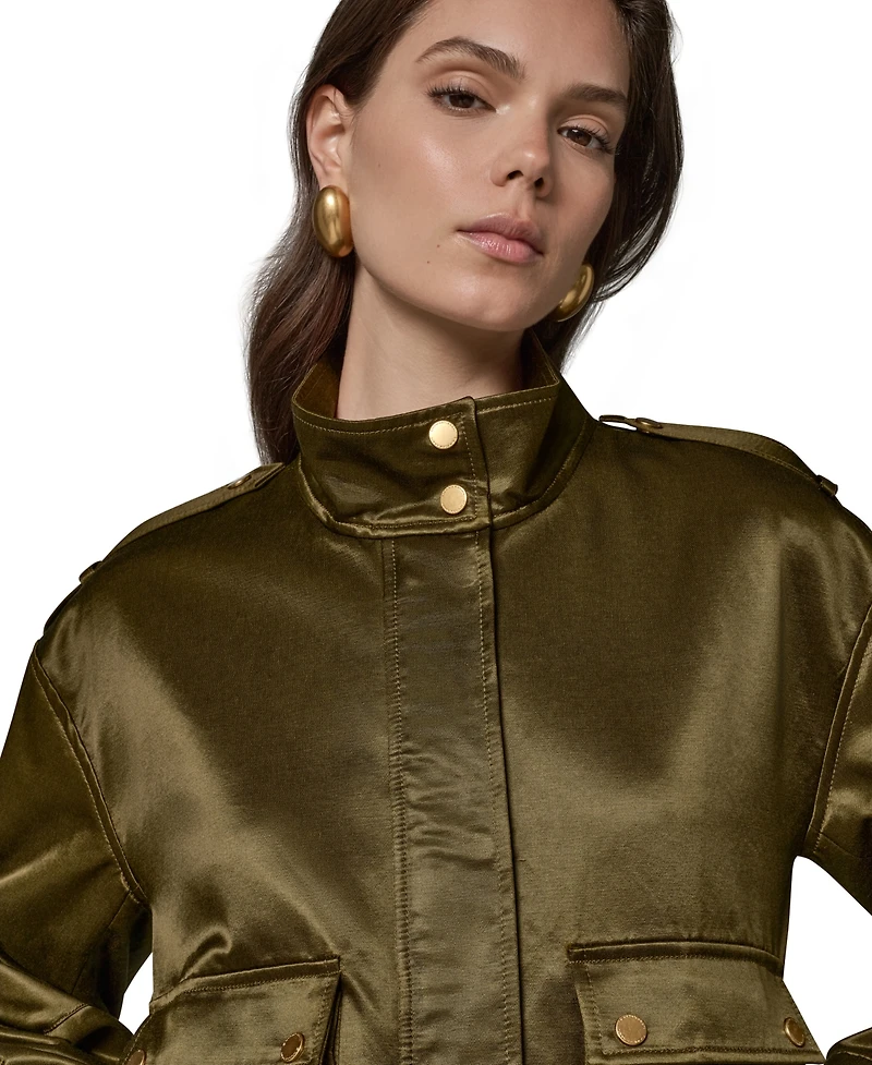 Donna Karan New York Women's Glazed Cotton Zip-Front Jacket