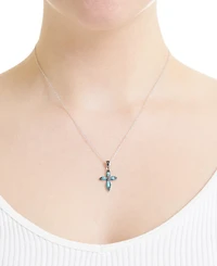 Macy's Simulated Turquoise Marcasite Cross 18" Pendant Necklace