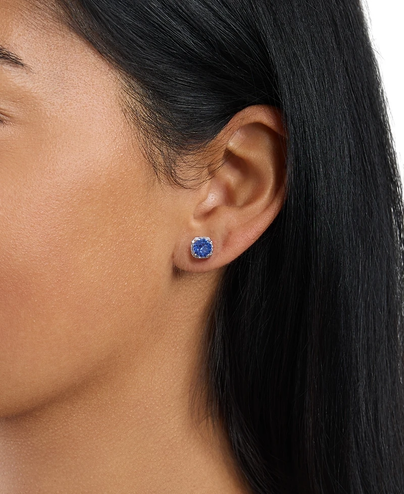 Macy's 6mm Round Crystal with Cubic Zirconia Halo Stud Earrings