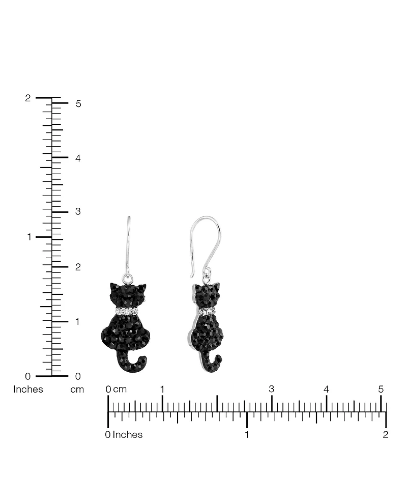 Macy's Crystal Pave Cats Drop Earrings