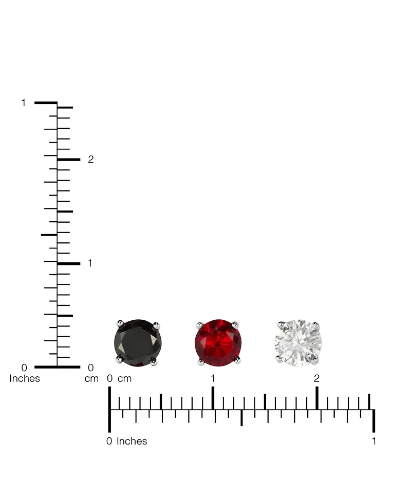 Macy's 5mm Cubic Zirconia Red, Clear and Black Trio Stud Earrings