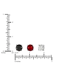 Macy's 5mm Cubic Zirconia Red, Clear and Black Trio Stud Earrings