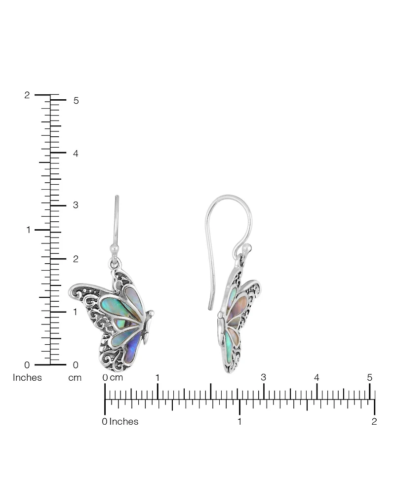 Macy's Abalone Imitation Pearl Oxidized Butterfly Drop Earrings