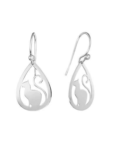 Macy's Laser Cut Cat Teardrop Earrings