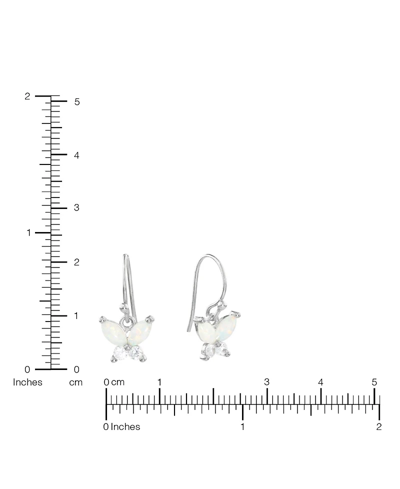 Macy's Simulated Opal and White Topaz Butterfly Drop Earrings