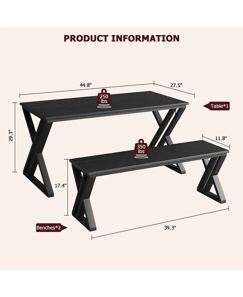 homfan Space Saving Dining Table Set for 4
