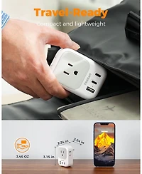 Tessan 2 Prong to 3 Prong Outlet Adapter Us to Japan Plug Adapter with 4 Outlets 3 Usb (2 Usb-c),Outlet Converter Us to Japan China Mexico Philippines