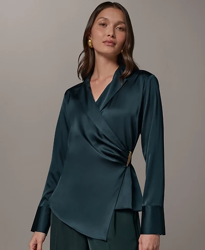 Donna Karan New York Women's V-Neck Long-Sleeve Blouse