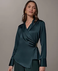 Donna Karan New York Women's V-Neck Long-Sleeve Blouse