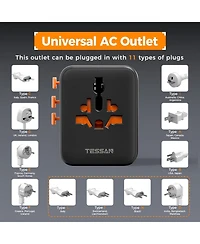 Tessan Universal Travel Adapter with 4 Usb Ports (2 Usb-c)