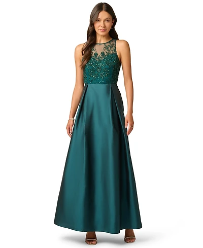 Adrianna Papell Women's Beaded Taffeta Ball Gown
