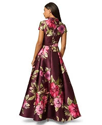 Adrianna Papell Women's V-Neck Floral Ball Gown