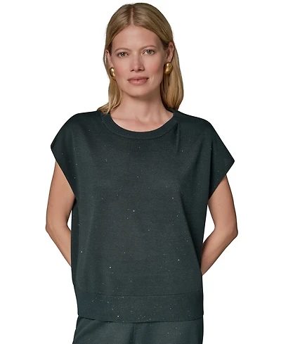 Donna Karan New York Women's Crewneck Cap-Sleeve Sweater
