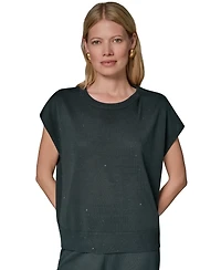 Donna Karan New York Women's Crewneck Cap-Sleeve Sweater