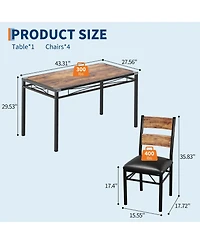 homfan Modern Dining Table Set for 2/4 - Space Saving Small Kitchen with Upholstered Chairs
