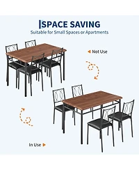 homfan Space-Saving 5-Piece Dining Table Set for 4 Farmhouse Style Wood with Upholstered Chairs