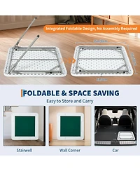 gaomon 4 Player Folding Mahjong Table with Wear-Resistant Tabletop, Portable Square Card Desk and Chip Trays for Mahjong Poker Puzzles