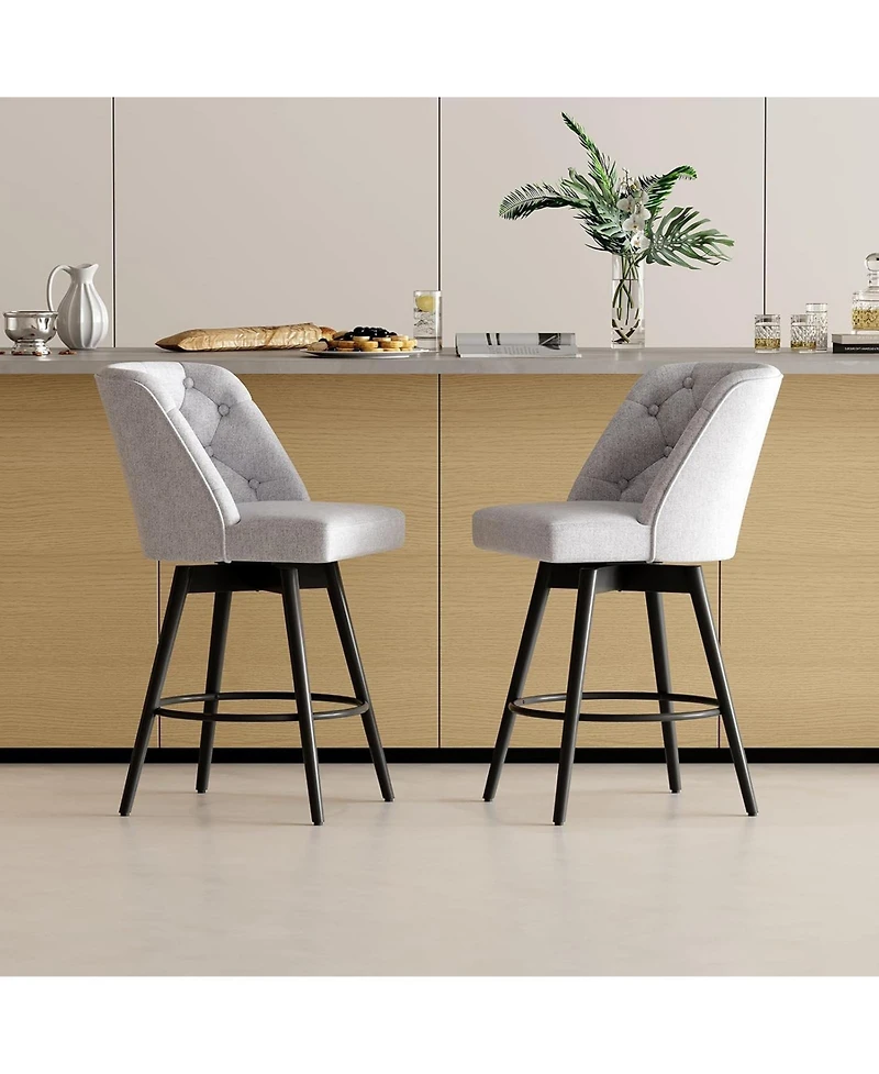 gaomon Set of 4 Upholstered Swivel Counter Stools with Backrest